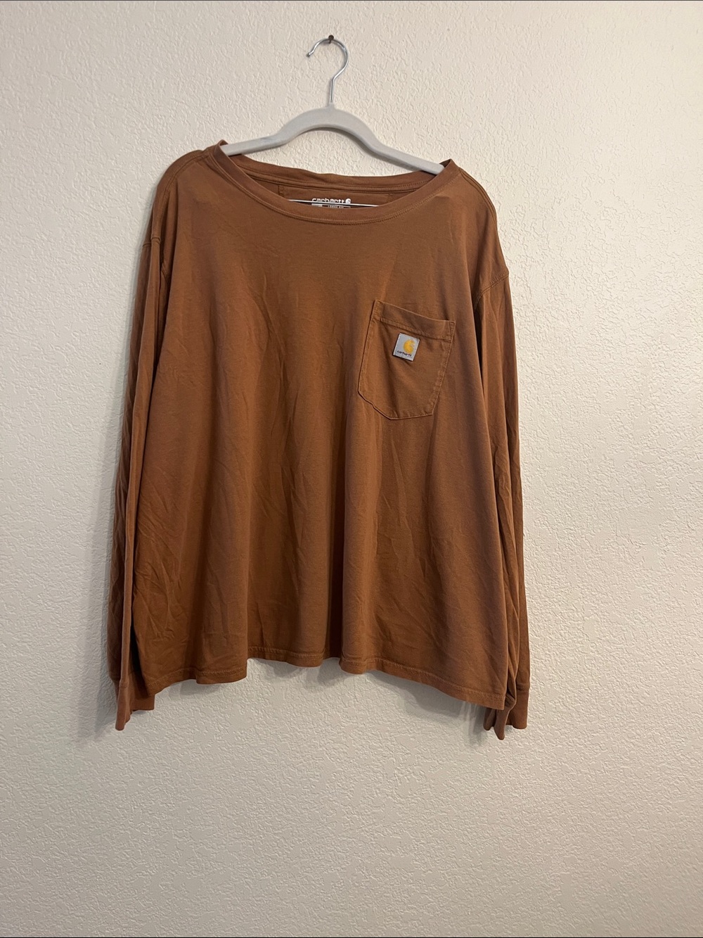 Carhartt Rust Brown Long Sleeve Pocket Shirt